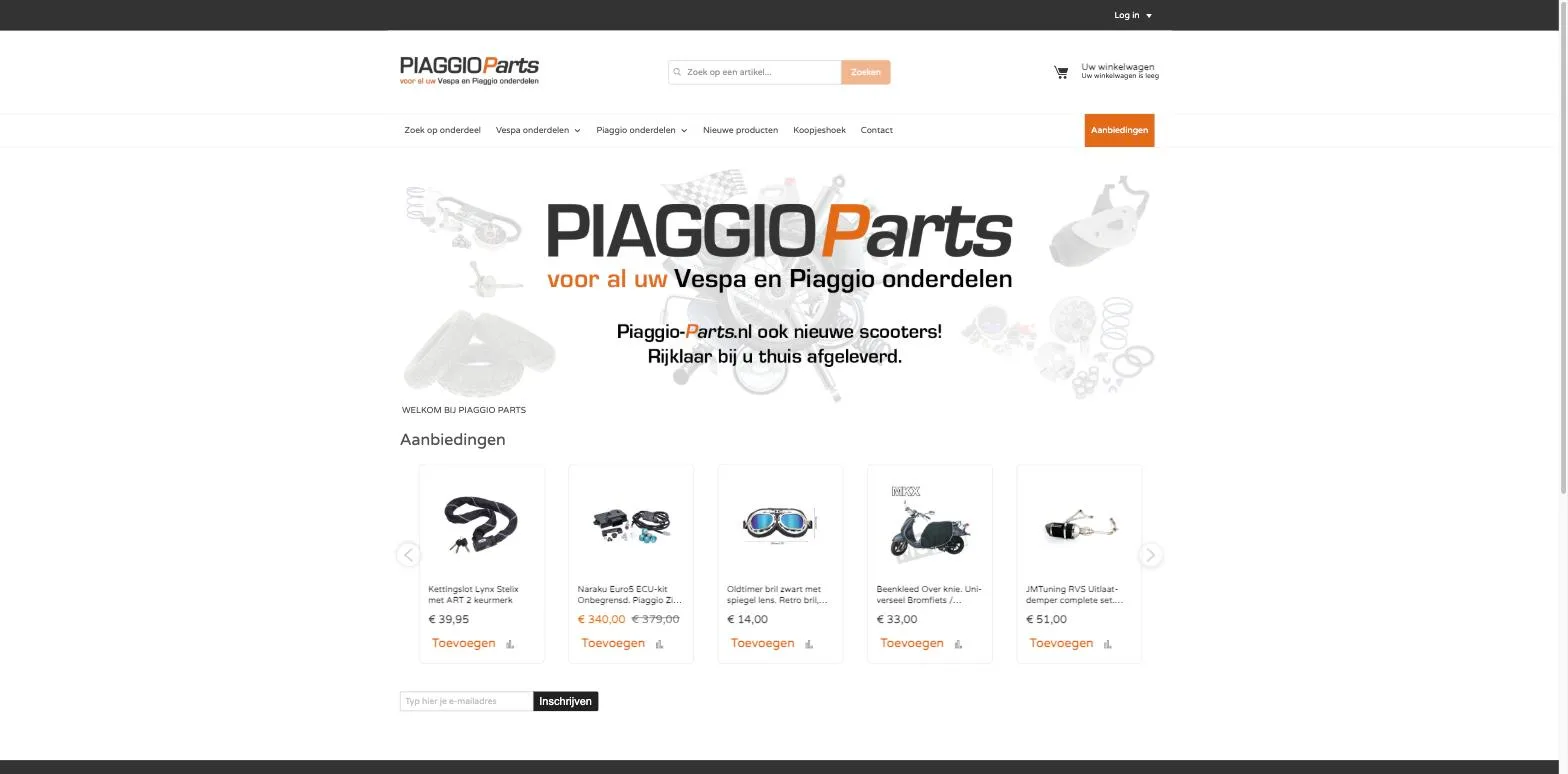 Piaggio-parts.nl — webshop in technisch beheer bij Dexor
