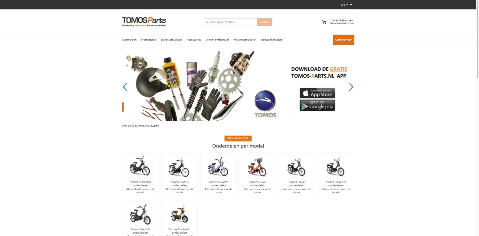 Tomos-parts.nl — webshop in technisch beheer bij Dexor