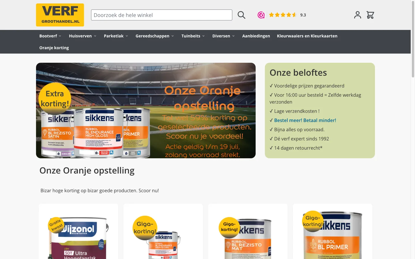 Verfgroothandel.nl — webshop in technisch beheer bij Dexor