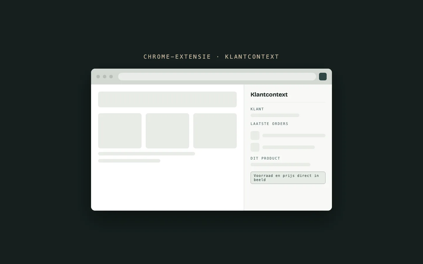 Chrome-extensie voor customer service — webshop in technisch beheer bij Dexor