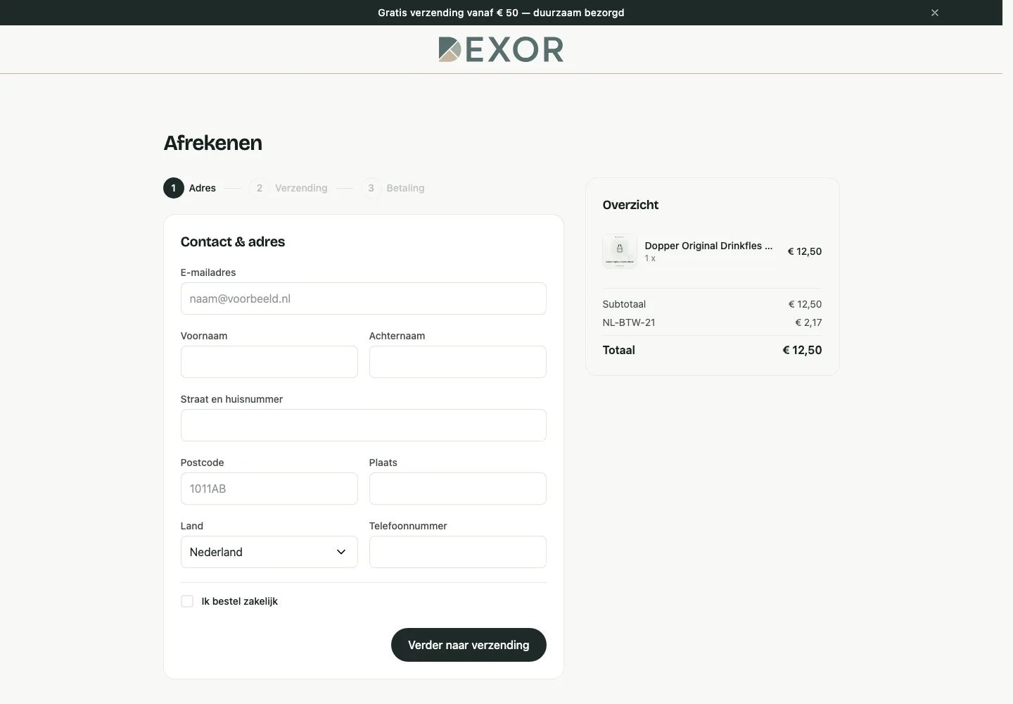 Scherm uit de demowinkel: Een eigen checkout op Hyvä